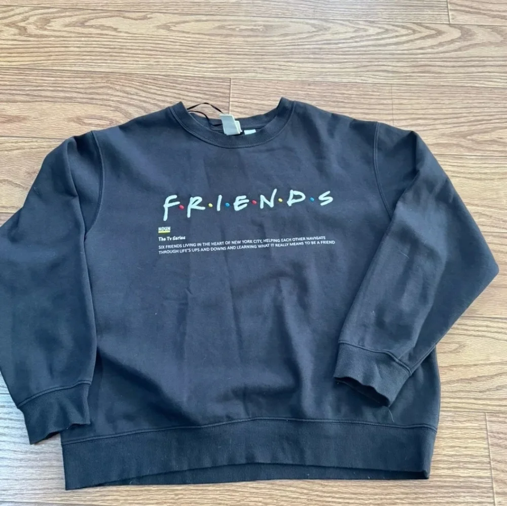H&M Warner Bros Friends Embroidery Black Sweatshirt Size Medium - Picture 2 of 4